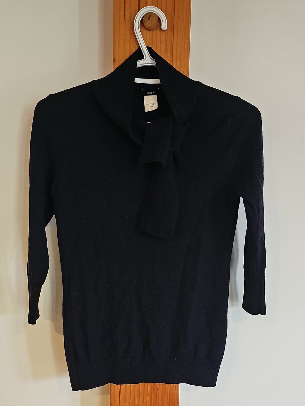 J. Crew Navy Tie-Neck Knit Sweater